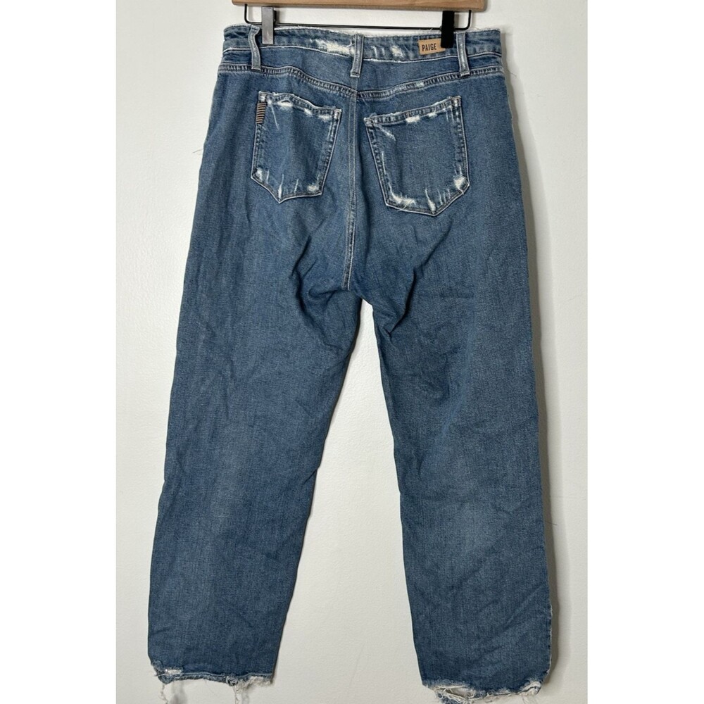 Paige Noella Jeans Distressed Straight leg Blue Denim Size 30x26 - Picture 2 of 5